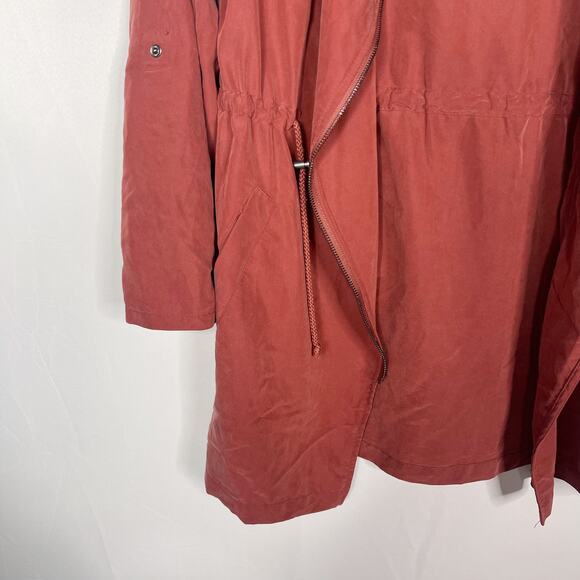 H&M Divided Womens 6 Brick Orange Lightweight Utility Jacket Drape 3/4 Sleeve - Picture 4 of 10